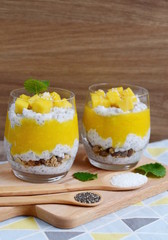 Coconut mango Chia seed pudding, vitamin breakfast