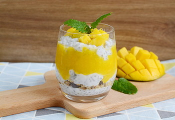 Coconut mango Chia seed pudding, vitamin breakfast