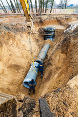 sewer pipe in the trench