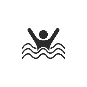 Swimming sign icon. Sea wave 