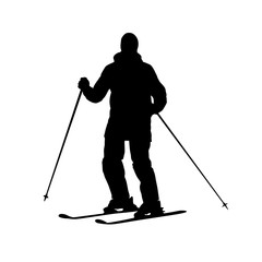 silhouette of a skiing man