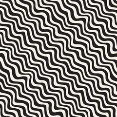 Wavy Ripple Hand Drawn Lines. Abstract Geometric Background Design. Vector Seamless Pattern.