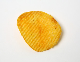Potato chips on white background