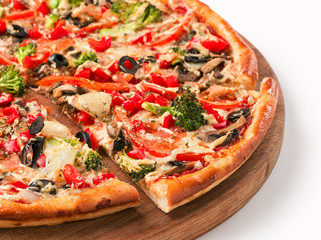 piece of vegetarian pizza with cauliflower isolated