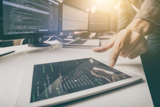 Website design. Developing programming and coding technologies.