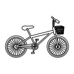 monochrome contour of bike with basket in white background vector illustration