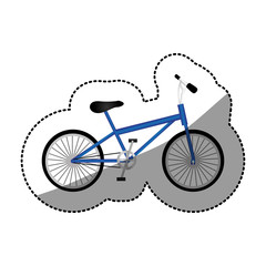 sticker silhouette of sport blue bike in white background vector illustration