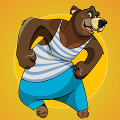 Obraz premium cartoon character big bear posing in sportswear