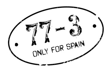 Only For Spain rubber stamp. Grunge design with dust scratches. Effects can be easily removed for a clean, crisp look. Color is easily changed.