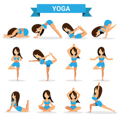 Set of Yoga positions design