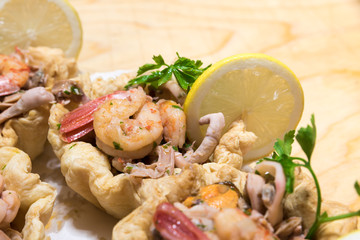Appetizers Fish Baskets with cuttlefish