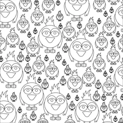 Fotobehang monochrome pattern of caricature bird vector illustration © grgroup