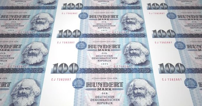 Banknotes of one hundred german marks of the old German republic, cash money