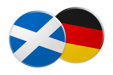 Fototapeta premium News Concept: Scotland Flag Button On Germany Flag Button, 3d illustration on white background