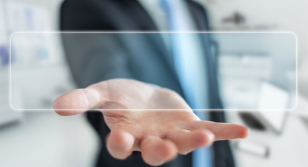 Businessman surfing on internet with digital tactile interface 3D rendering