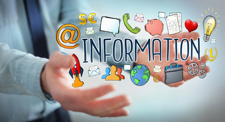 Businessman using hand-drawn presentation