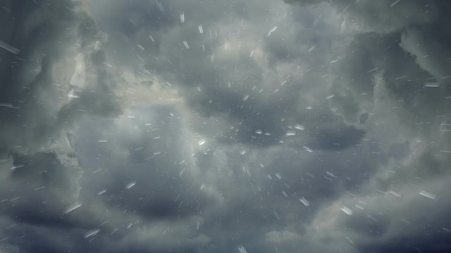 Weather 3d animation of heavy rain falling right from above. Full HD footage of severe thunderstorm in upward view.

