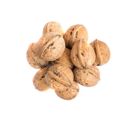 Heap of Walnuts on White Background