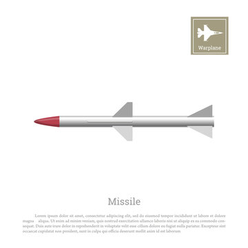 Rocket Drawing On A White Background. Ballistic Missile Icon. Vector Illustration