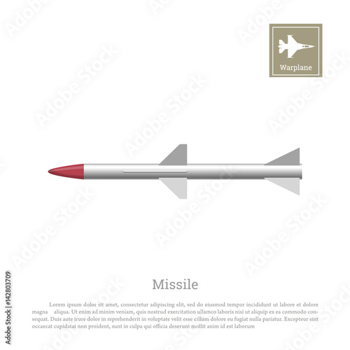 "Rocket drawing on a white background. Ballistic missile icon. Vector