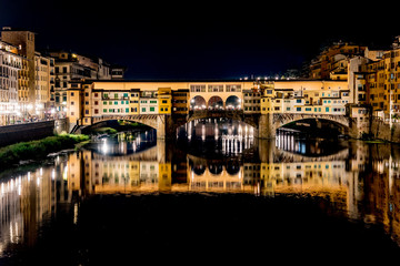 view of Florence with the old bridge in the heart of Tuscany
