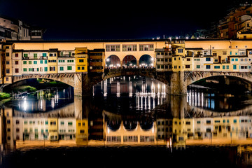 view of Florence with the old bridge in the heart of Tuscany