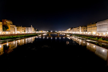 view of Florence with the old bridge in the heart of Tuscany