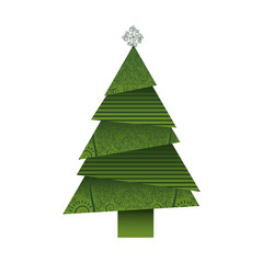 colorful background of abstract christmas tree with lines and arabesques vector illustration