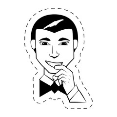 portrait man facial expression black and white vector illustration eps 10