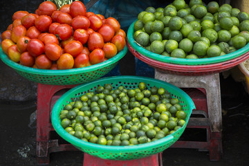 Fresh raw green tropical fruit for sale at a flea marketing in Vietnam