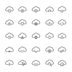 Obraz premium Cloud line icon set