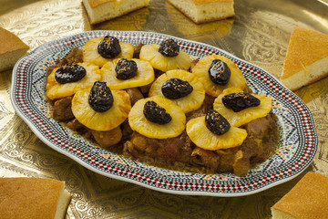  Moroccan dish with meat, pineapple and prunes