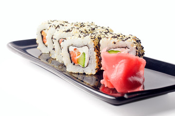 rolls with sesame seeds, on a white background, isolated