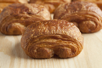  Chocolate croissants close up