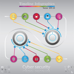 Modern clean business circle origami style timeline banner. Vector. can be used for workflow layout, diagram, number step up options, web design,timeline infographics,cyber security concept,icon set