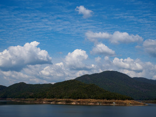 Fototapeta na wymiar Water Dam, Bright Sky