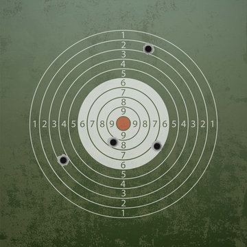 Military target with bullet holes.