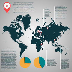 Countries where women are many - infographic vector