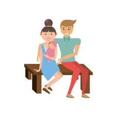 couple and baby family sitting vector illustration eps 10