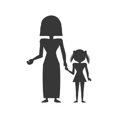 silhouette mom and daughter vector illustration eps 10