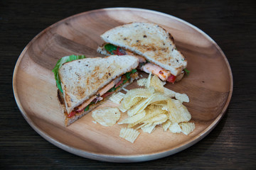 salmon sandwich closeup