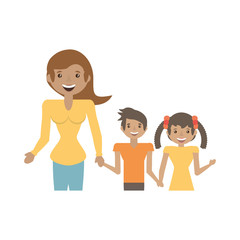 mom and children together happy vector illustration eps 10