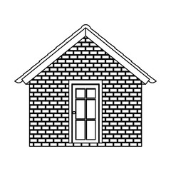 comfortable facade brick wall village without windows vector illustration