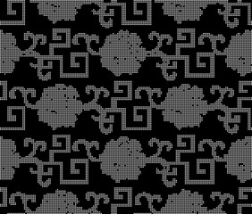 Halftone round black seamless background spiral geometry frame flower