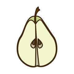 colorful realistic slice green pear fruit food vector illustration