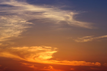 Naklejka na ściany i meble Cirrus clouds in the evening sky