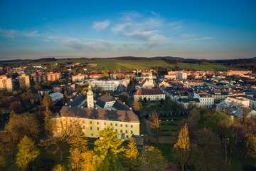Fototapeta na wymiar Aerial shot of small town, Bruntál, Czech Republic