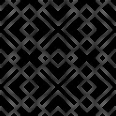 Halftone round black seamless background square check cross geometry