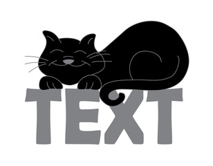Cat design element to serve as decoration for text