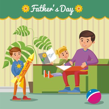 Greeting Happy Fathers Day Concept